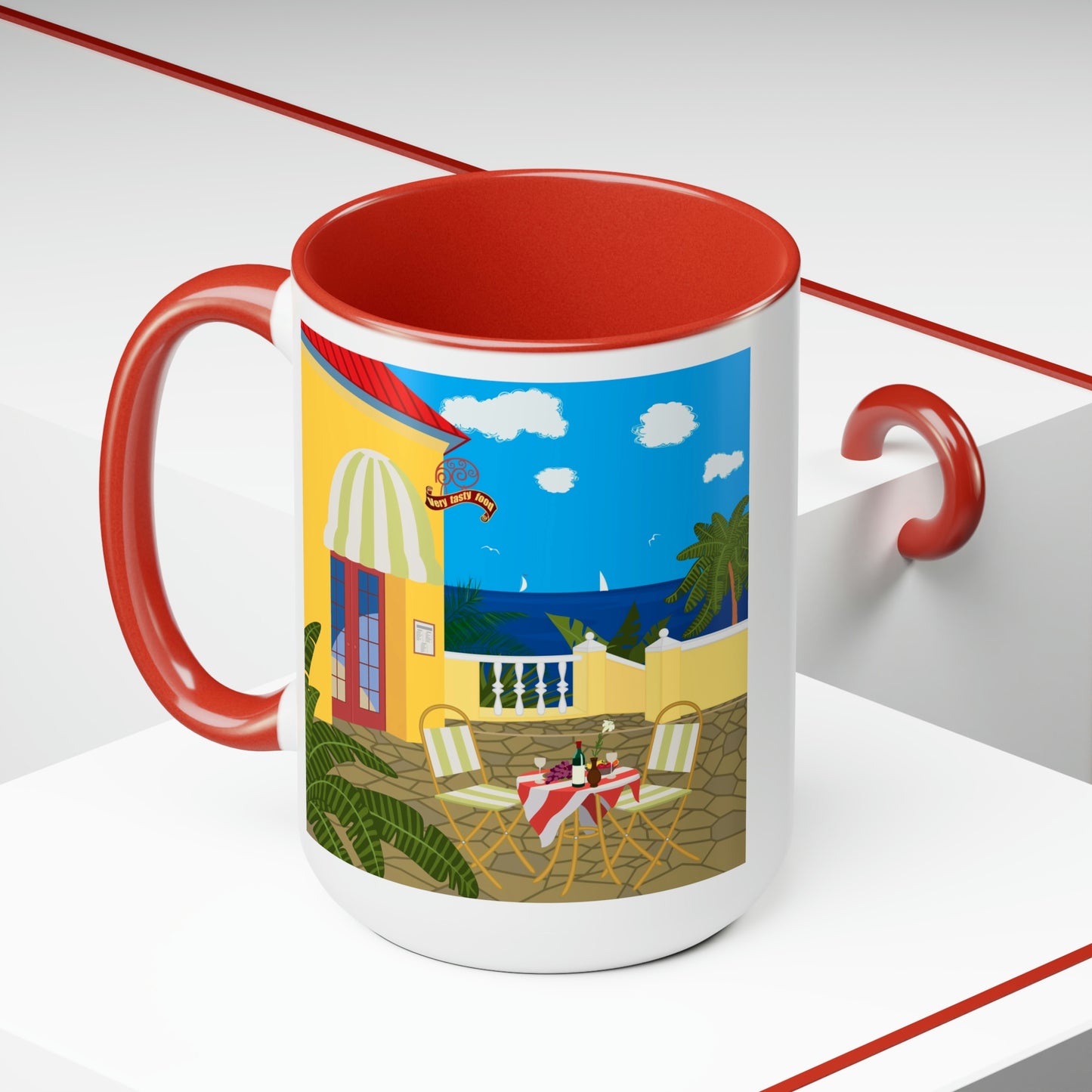 Coral Cafe Coffee Mug, 15oz - Friends are the family we choose