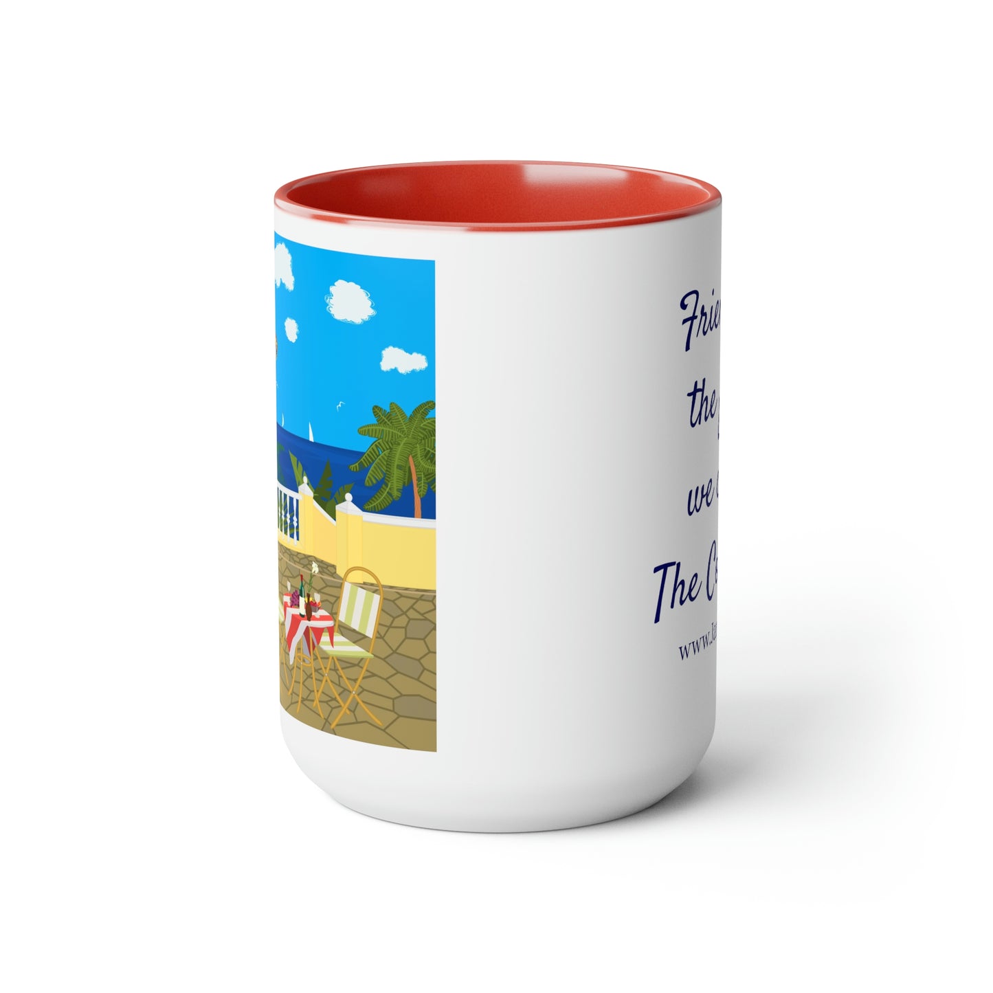 Coral Cafe Coffee Mug, 15oz - Friends are the family we choose