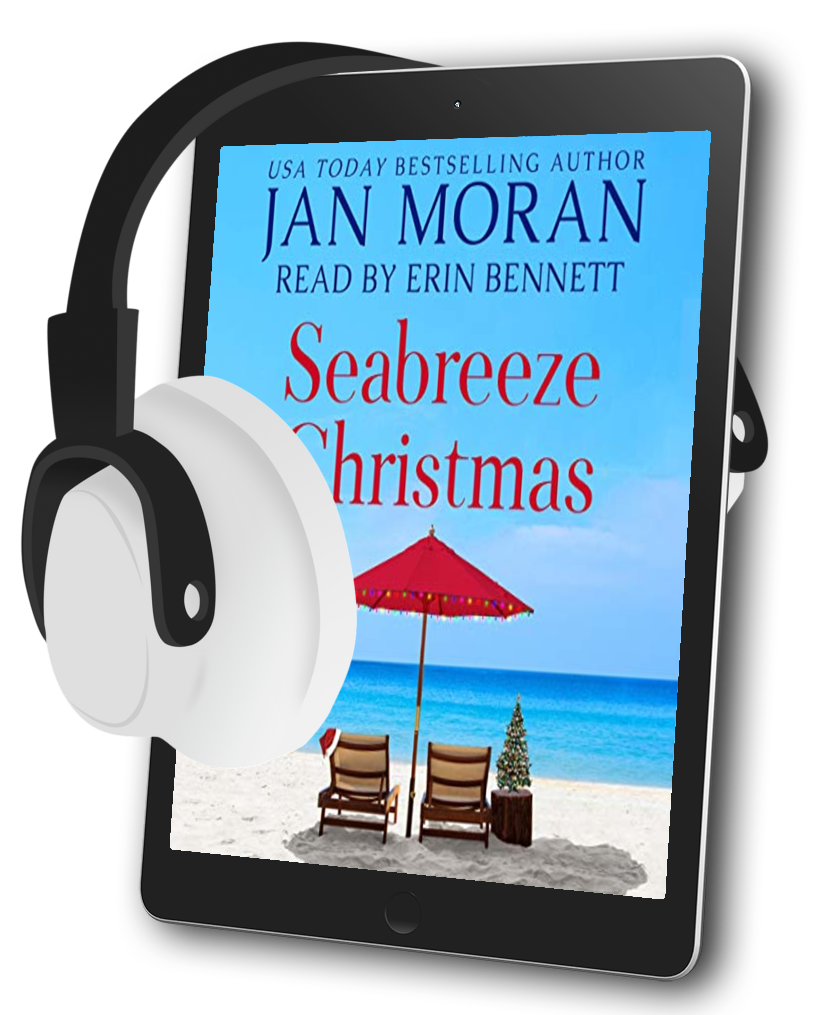 Seabreeze Christmas Audiobook by Jan Moran, narrated by Erin Bennett, Holiday Book, Clean and Wholesome, Women's Fiction, small town, Jan Moran, beach reads, clean, wholesome, clean romance, beach reads ebook, beach reads paperback, Mary Kay Andrews, Debbie Macomber, dating, beach saga, summer read, vacation, women, dating, love, romance, romantic, chick lit, fun, womens fiction, beach, holiday, friendship, relationships, California, Elin Hilderbrand, Mary Alice Monroe