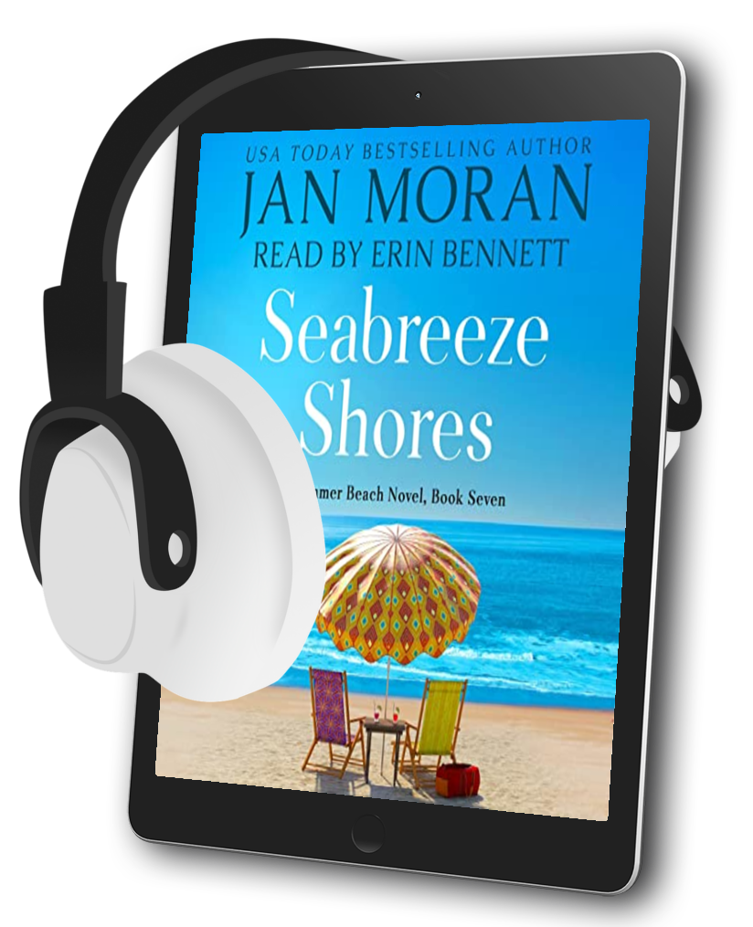 Seabreeze Shores Audiobook by Jan Moran, narrated by Erin Bennett, Seabreeze Shores Audiobook by Jan Moran, Clean, Wholesome, Women's Fiction, small town, Jan Moran, beach reads, clean, wholesome, clean romance, beach reads ebook, beach reads paperback, Mary Kay Andrews, Debbie Macomber, dating, beach saga, summer read, vacation, women, dating, love, romance, romantic, chick lit, fun, womens fiction, beach, holiday, friendship, relationships, California, Elin Hilderbrand, Mary Alice Monroe